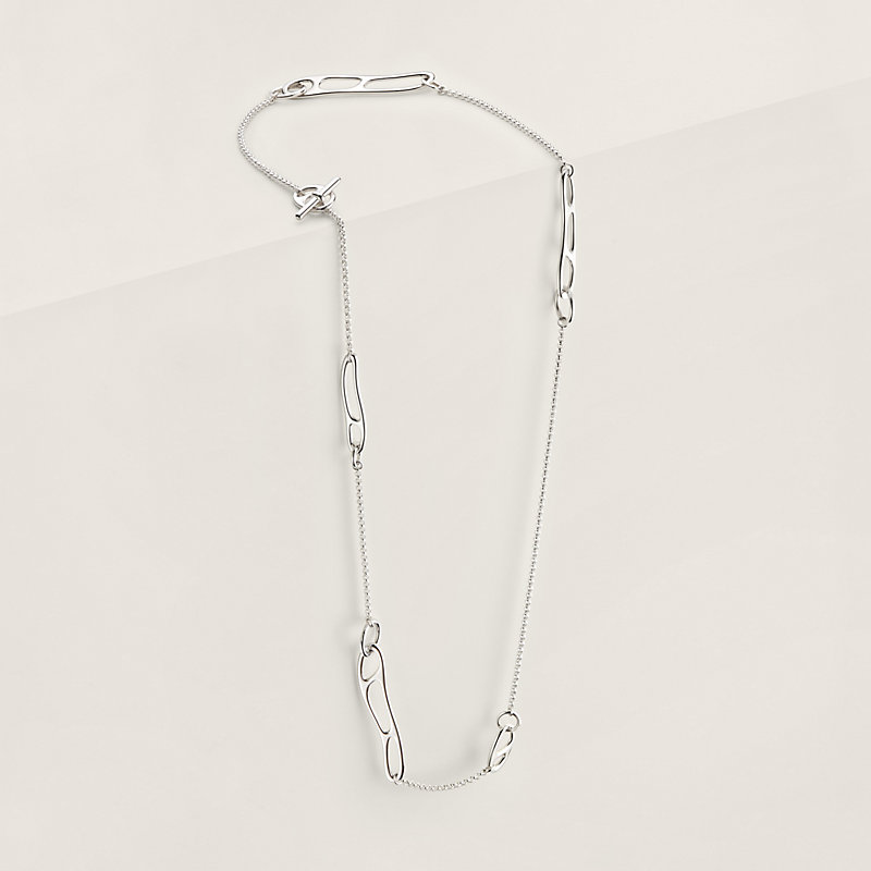 Chaine d'ancre Punk long necklace - Silver | Hermès Canada